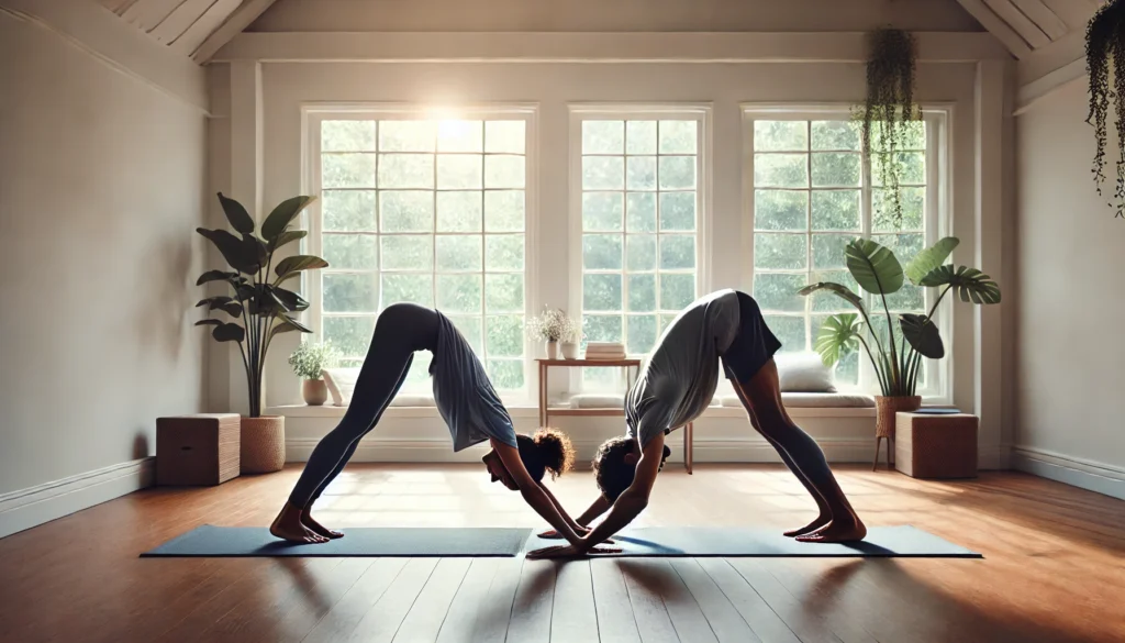 Double Downward Dog in yoga poses for 2